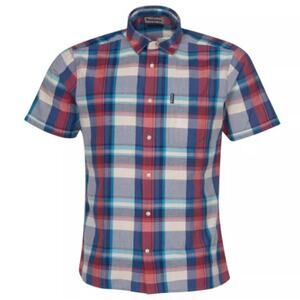 BARBOUR Madras 7 Short Sleeve Plaid Shirt Button Up 100% Cotton Men’s Large